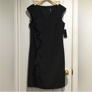 BNWT Lori M Collection Black Ruffle Midi Dress